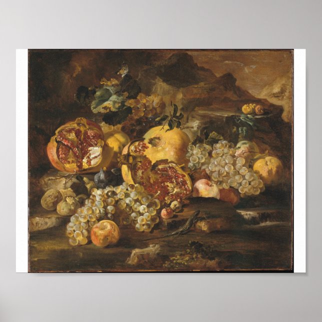 Póster Abraham Brueghel - Pomegranatos E Outras Frutas (Frente)