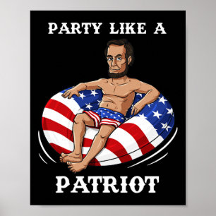 Poster Abraham Lincoln 4 de Julho EUA Patriota Diversão