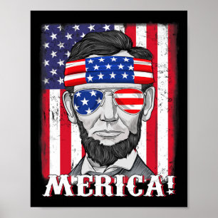 Poster Abraham Lincoln 4 De Julho Merica American Flag B