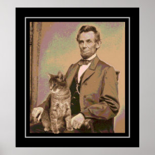 Póster Abraham Lincoln and his cat "Dixie"