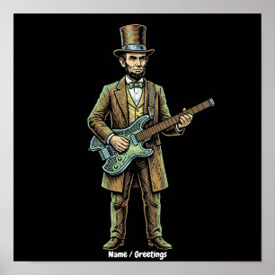 Poster Abraham Lincoln Cabeça de Guitarra Sem Cabeça em X