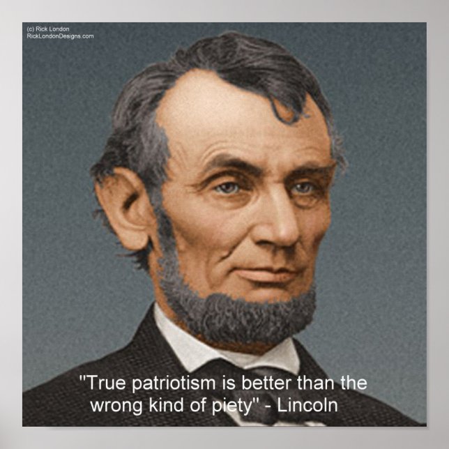 Poster Abraham Lincoln & Citação Patriótica (Frente)
