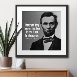Poster Abraham Lincoln Citação sobre a escravatura