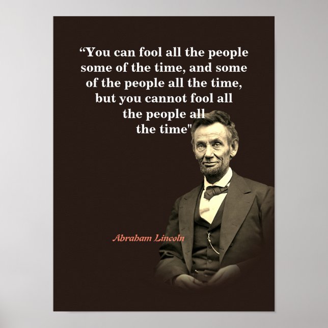 Poster Abraham Lincoln Citação Sobre Pessoas (Frente)