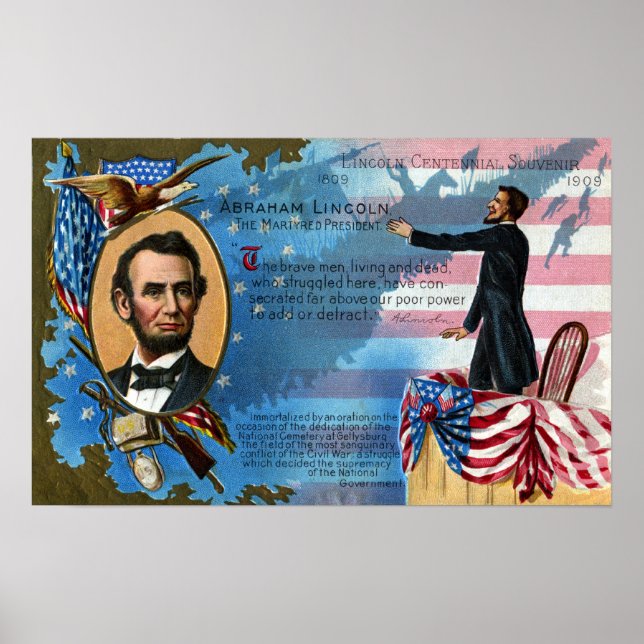 Póster Abraham Lincoln Dá Endereço Gettysburg (Frente)