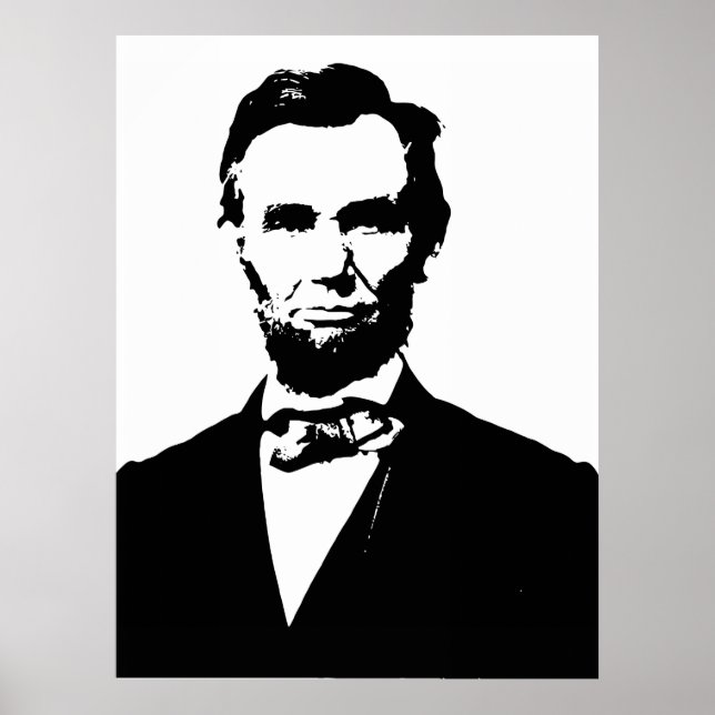 Poster Abraham Lincoln, desenho do vetor preto e branco (Frente)