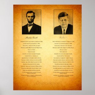Póster Abraham Lincoln e conspiração de John F. Kennedy
