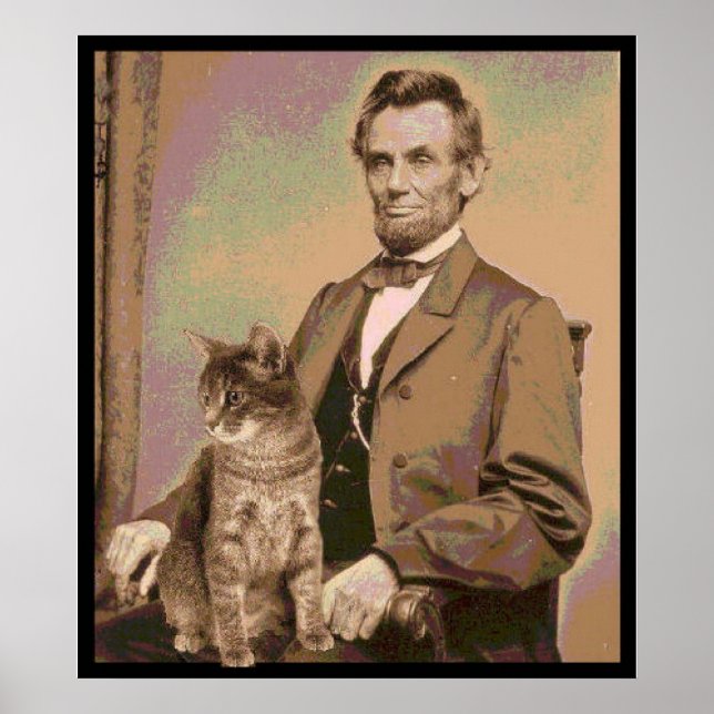 Póster Abraham Lincoln e seu gato "Dixie" (Frente)