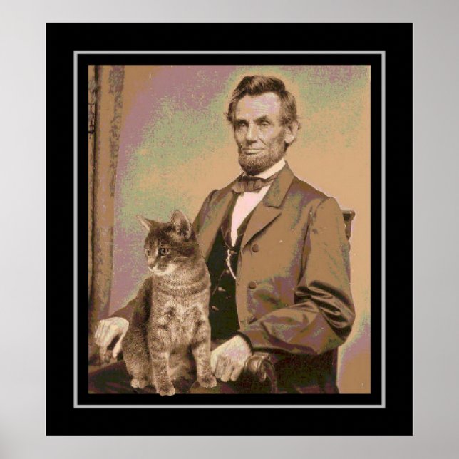 Póster Abraham Lincoln e seu gato "Dixie" (Frente)