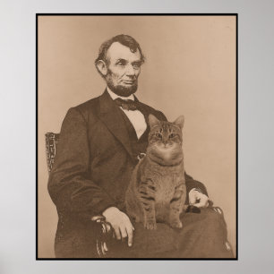 Poster Abraham Lincoln e seu gato "Gloria" 2