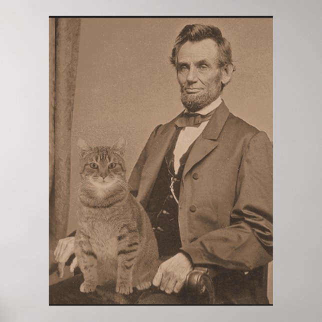 Póster Abraham Lincoln e sua gata Gloria 3 (Frente)