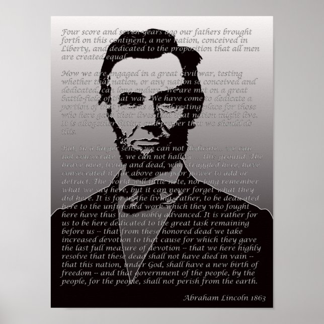 Póster Abraham Lincoln Gettysburg Endereço Portrait Poste (Frente)