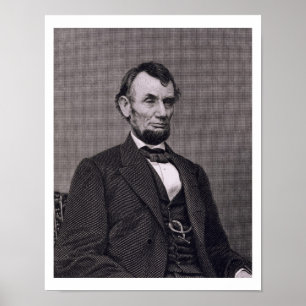 Póster Abraham Lincoln, gravado de uma fotografia vai