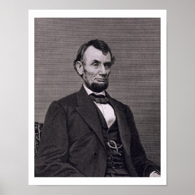 Póster Abraham Lincoln, gravado em uma fotografia de Wil (Frente)