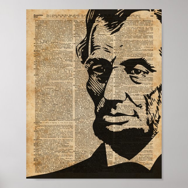 Poster Abraham Lincoln Histórica Vintage Dictionary Art (Frente)