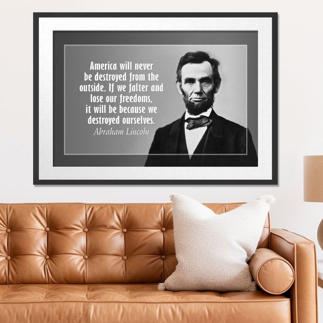 Póster Abraham Lincoln Quote on America (Patriotic Poster)
