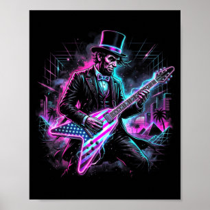 Poster Abraham Lincoln Tocando Guitarra Elétrica Abe Engr