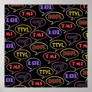 Póster Abreviaturas de Texting Bright Design