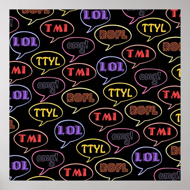 Póster Abreviaturas de Texting Bright Design (Frente)