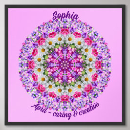 Poster Abril Nascimento Flor Personalizado Quote Crianças