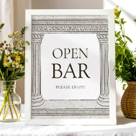 Poster Abrir bar Grecia toga party mesa Sinal com Colunas