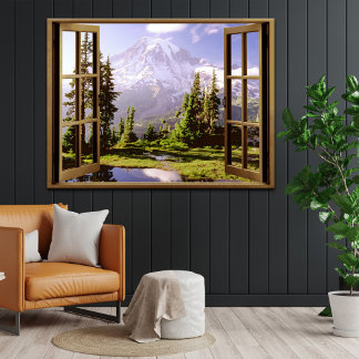 Poster Abrir janela no Monte Rainier