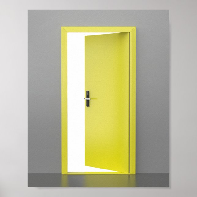 Poster Abrir porta amarela com cadeado inteligente (Frente)