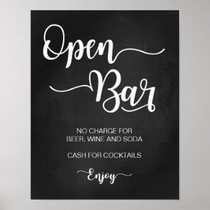 Poster Abrir Sinal de Casamento de Bar Sinais de caligr