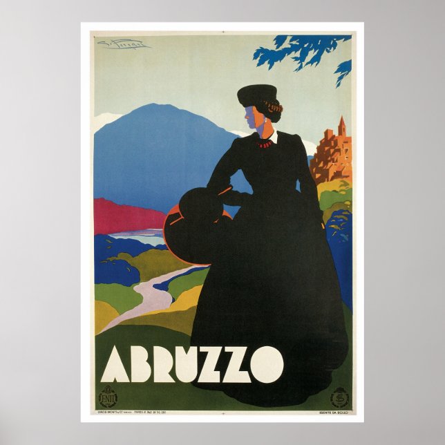 Poster Abruzzo Itália Vintage (Frente)
