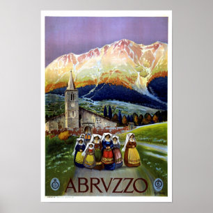 Póster Abruzzo restaurou o viagem italiano do vintage