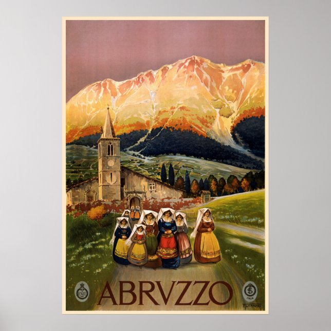 Póster Abrvzzo Itália - viagens vintage (Frente)