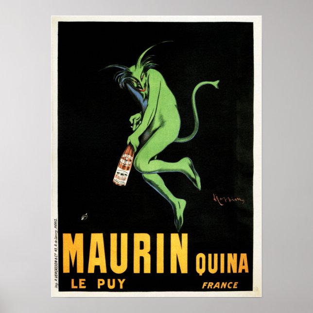 Poster Absinthe do Líquido Francês do Diabo Verde MAURIN  (Frente)