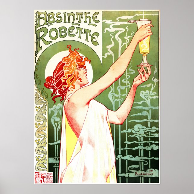 Poster ABSINTHE ROBETTE Henri Privat Livemont Art Nouveau (Frente)