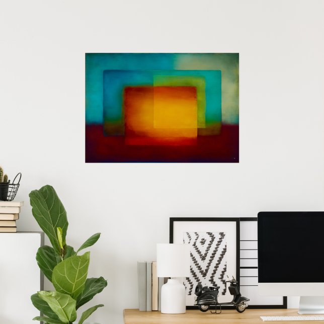 Poster Abstração Campo de Cor Confluência Dourada Zen Cel (Escritório em casa)