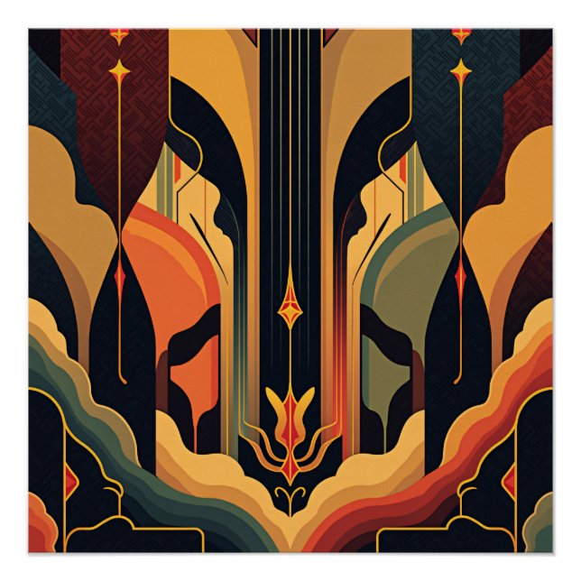 Póster Abstração Deco Brilhante (Frente)