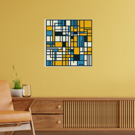 Poster Abstração em Grade Moderna - Geomet Inspirado em M