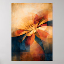 Abstração Floral Cubista de Marigold Dourado