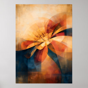 Poster Abstração Floral Cubista de Marigold Dourado