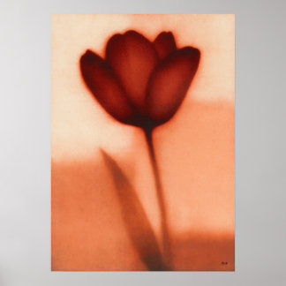 Poster Abstração Floral Japonesa Tulipa Vermelha