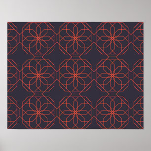 Poster Abstração geométrica de flores elegante, giro e