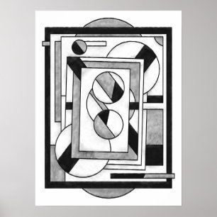 Poster Abstração Geométrica Moderna Monocromática