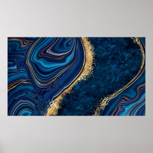 Poster abstract background blue marble agate granite mosa
