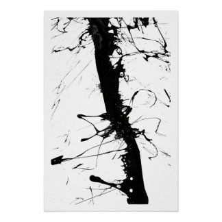 Póster Abstract Black Ink Network