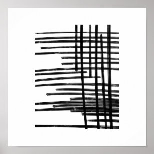 Poster Abstract Black & White Lines Art -  Scratches 2