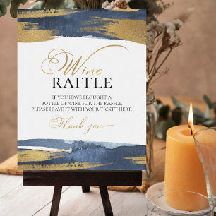 Poster Abstract Blue Bridal Shower Wine Raffle Game Sinal