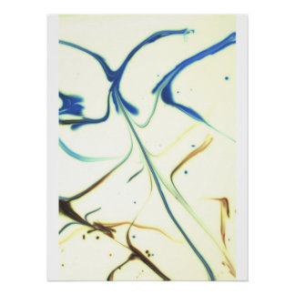 Póster Abstract Blue & Gold Fluid Art – Elegant Modern Ma