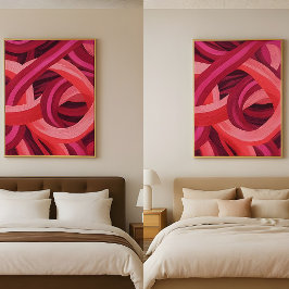 Poster Abstract Brushstroke Ribbons. Modern Valentine Art