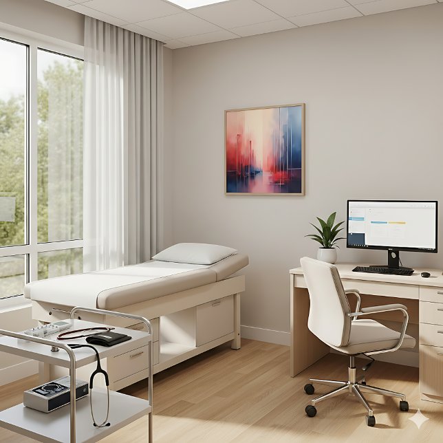 Poster Abstract Coral and Blue Geometric Art  (Criador carregado)