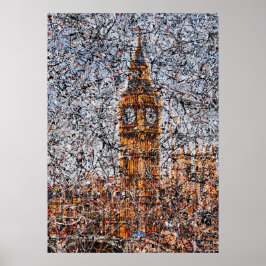 Poster Abstract Expressionist Big Ben London Drip Art