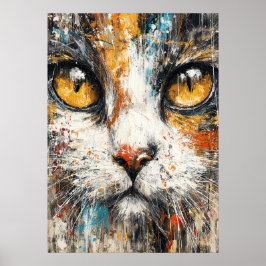 Poster Abstract Expressionist Cat Portrait Modern Animal 